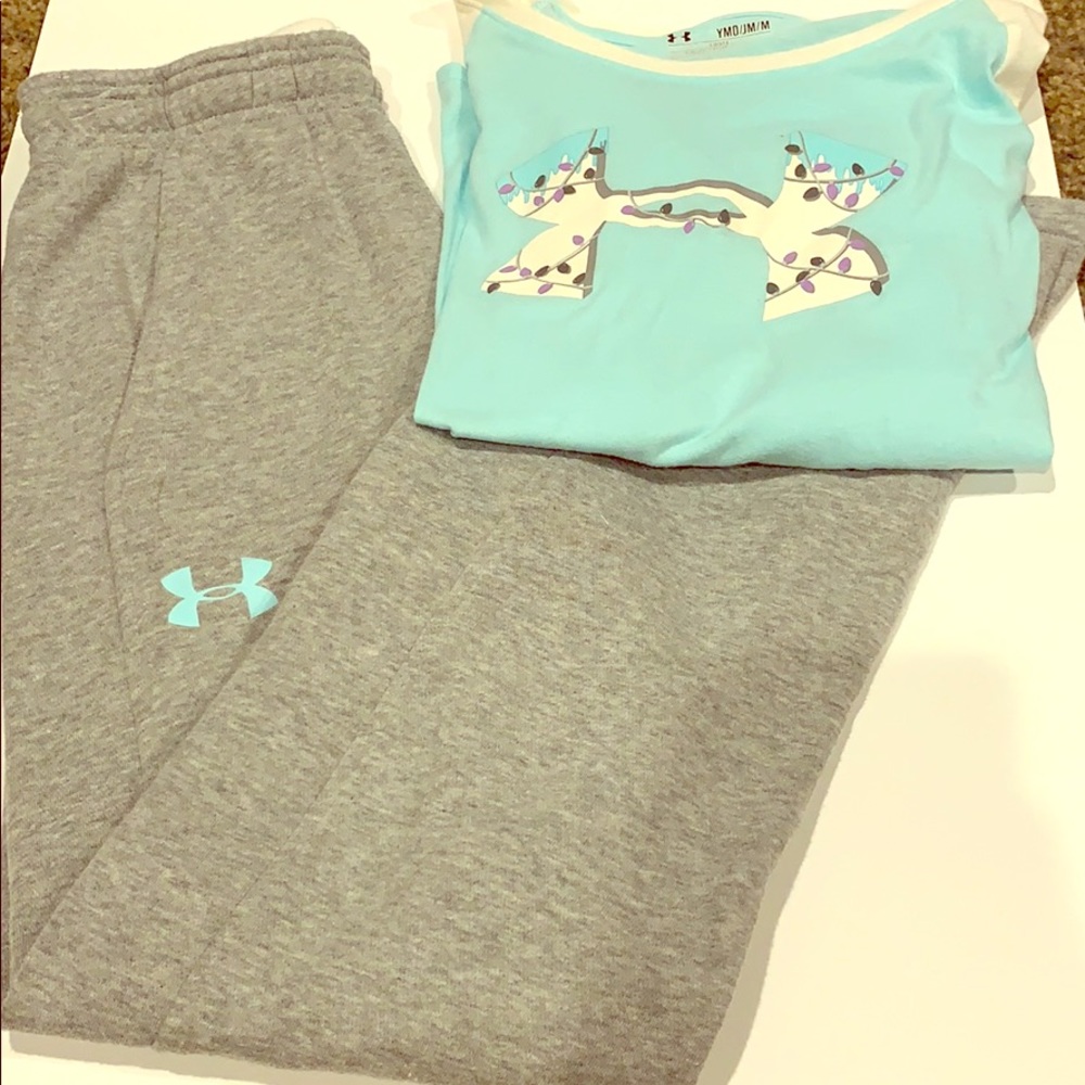 Under armor sweatpant, long sleeve shirt bundle.